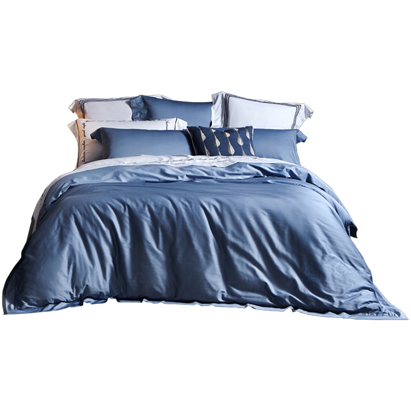 LOVO乐蜗家纺罗莱生活出品60S长绒棉四件套件纯棉全棉简约纯色床单床上用品