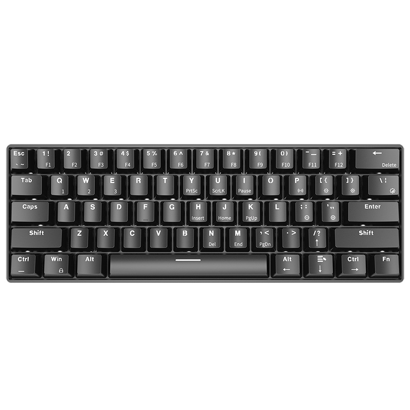 黑爵(AJAZZ) i610T蓝牙双模机械键盘 办公键盘 白光 61键 便携 多设备 苹果mac 黑色 青轴