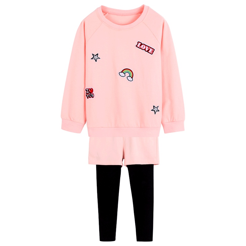 南极人女童卫衣运动套装宝宝休闲时尚套装