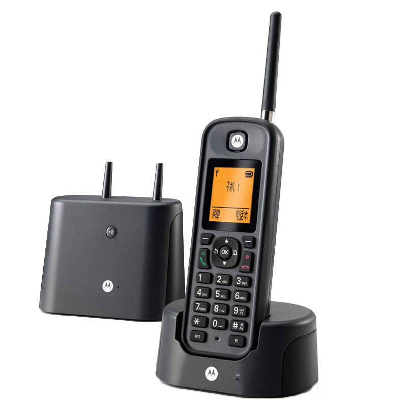 摩托罗拉(MOTOROLA) O201C 电话机 远距离数字无绳单机 背光电话簿中英文显示菜单可扩展 固定座机(黑色)