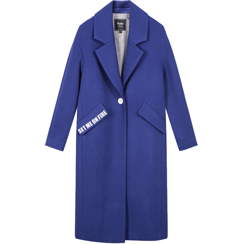 拉夏贝尔Puella秋季显瘦韩版学生中长款羊毛呢子大衣外套2T011015