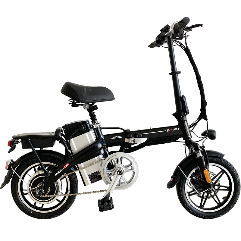 比德文 风轻 锂电池代驾超长续航 48V12A锂电池电池可取电动折叠自行车 油光黑