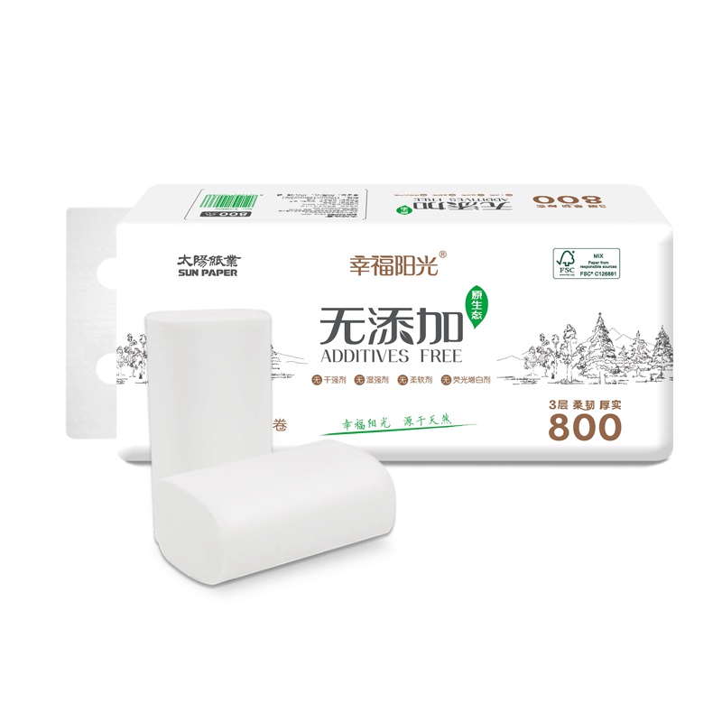 幸福阳光 卷纸 三层80g10卷 中卷 无芯卷纸 卫生纸