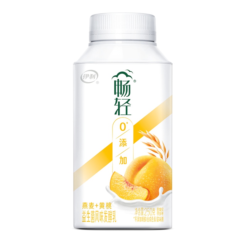 伊利畅轻酸奶益生菌风味发酵乳燕麦+黄桃味250g*9瓶装