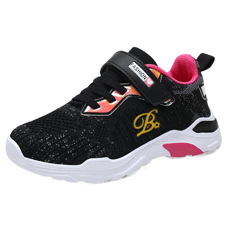 佐先生(Mr.zuo)女鞋4-15岁女童时尚透气防滑运动鞋夏秋季魔术贴粉色校园室内外减震女跑步鞋