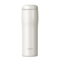 诚信达 雷德夫L6002保温杯男 高档防摔大容量无茶锈水杯 茶漏分离喝茶杯500ml 黑色/象牙白