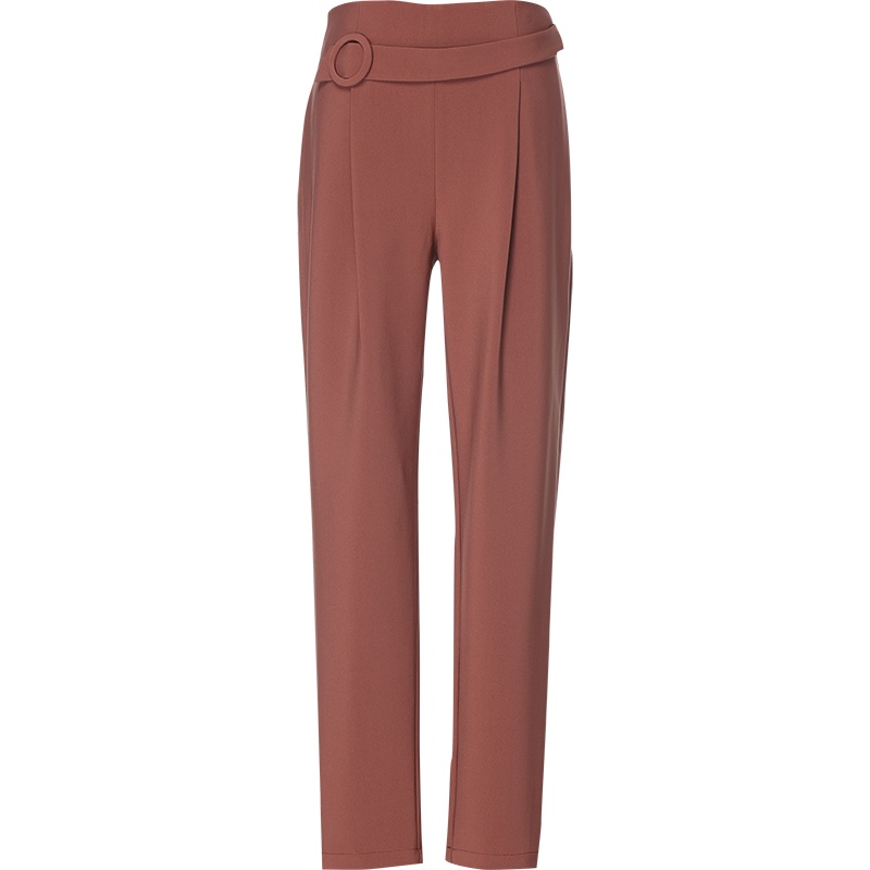 欧昵雪女装不规则高腰哈伦裤女显瘦OL休闲小脚九分裤