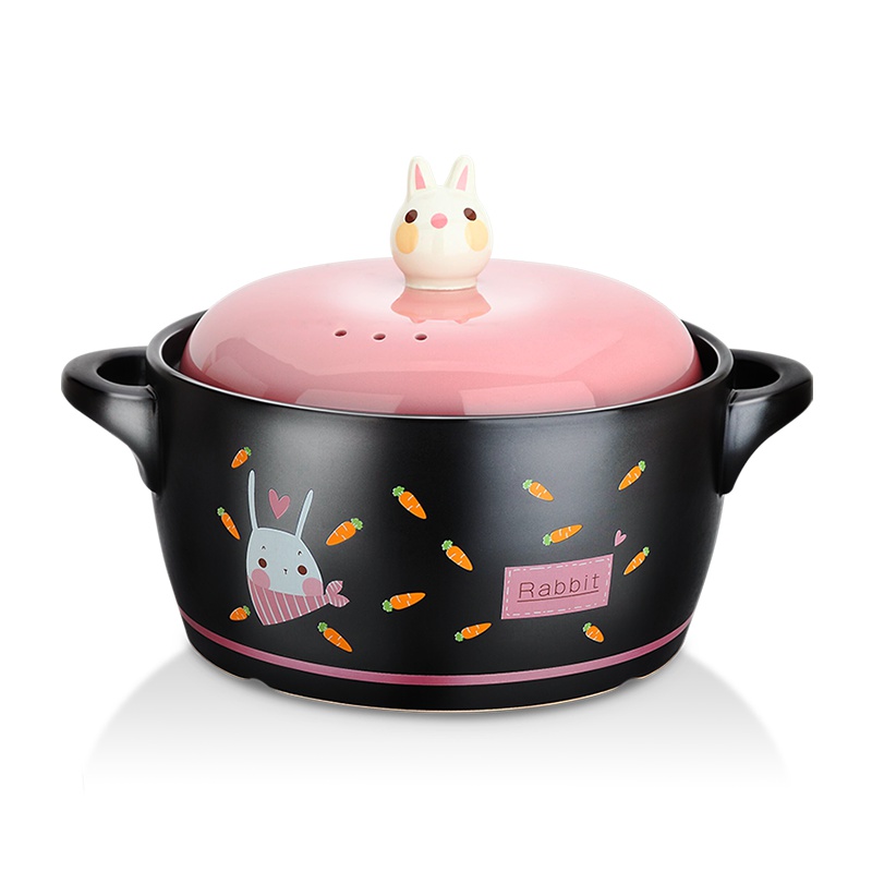 美厨(maxcook)陶瓷煲砂锅 天然锂辉石4.3L汤锅炖锅养生煲 手工彩釉耐干烧 创意粉兔系列MCT600