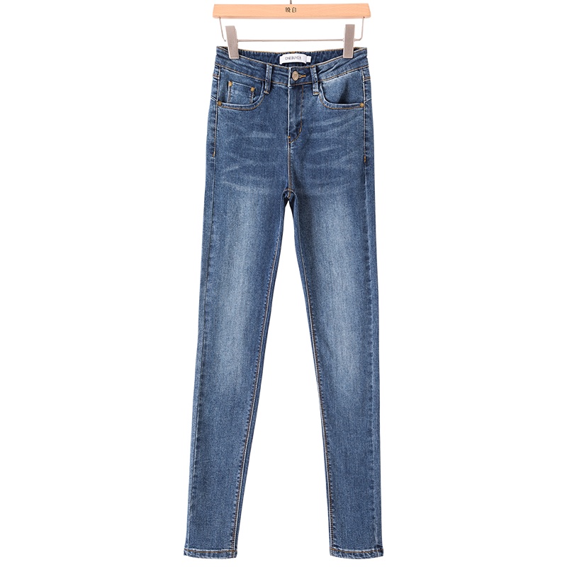 晚白2021春季新品通勤简约修身显瘦高腰百搭小脚裤牛仔裤休闲裤女