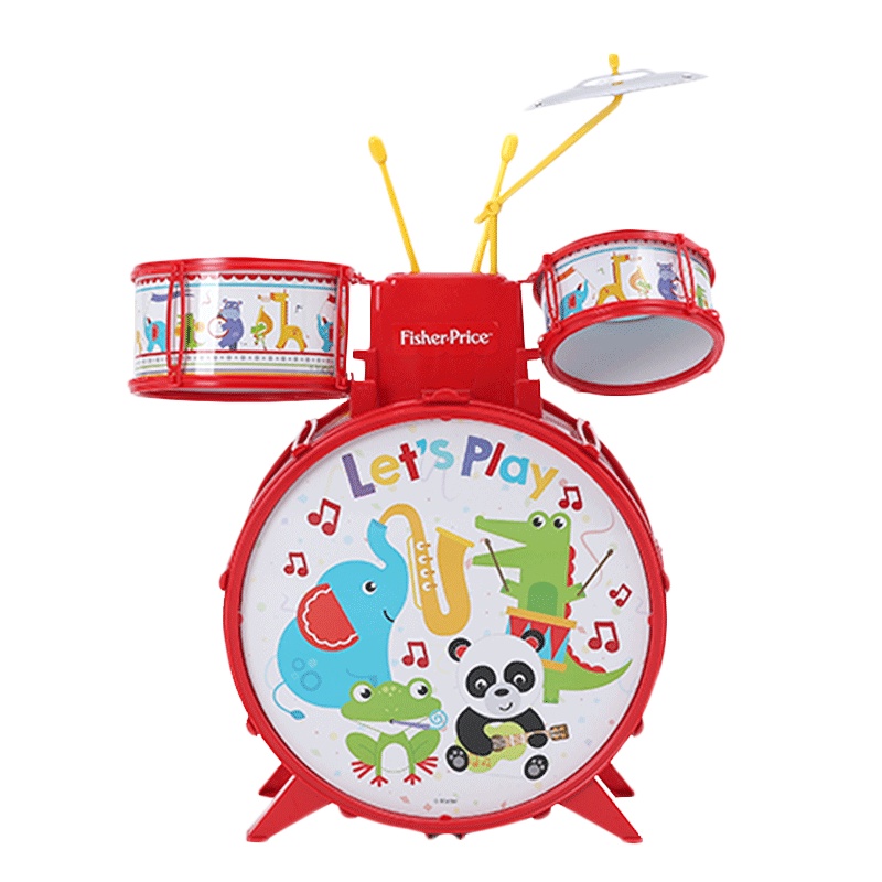费雪架子鼓男孩女孩手拍鼓敲打乐器音乐启蒙早教益智玩具