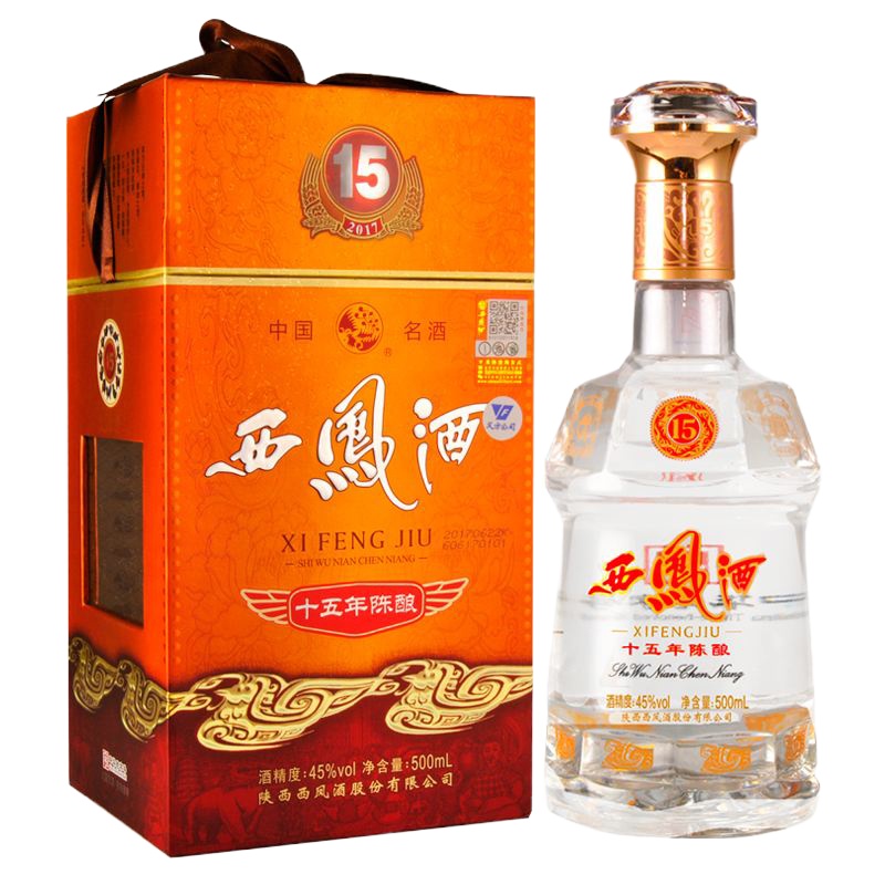 西凤酒 15年陈酿45度陈年凤香型白酒500ML六瓶装