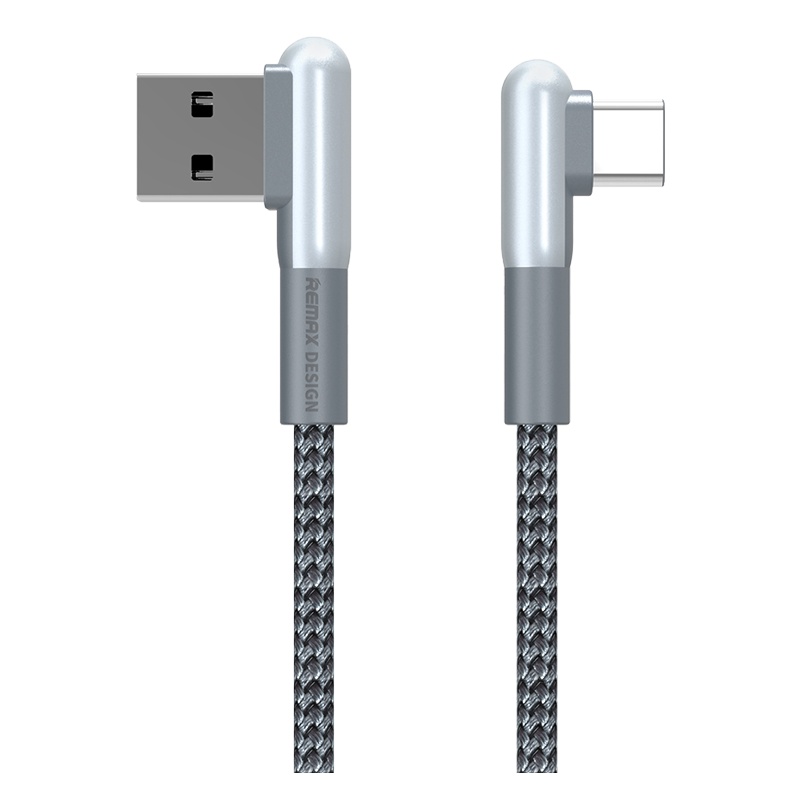 REMAX 战琅安卓 Type-C数据线 弯头游戏充电线华为 小米手机通用 银灰色