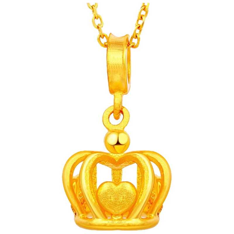 翠绿 黄金吊坠 足金999女款小皇冠吊坠 金重约2.2-2.3克 A01000041691