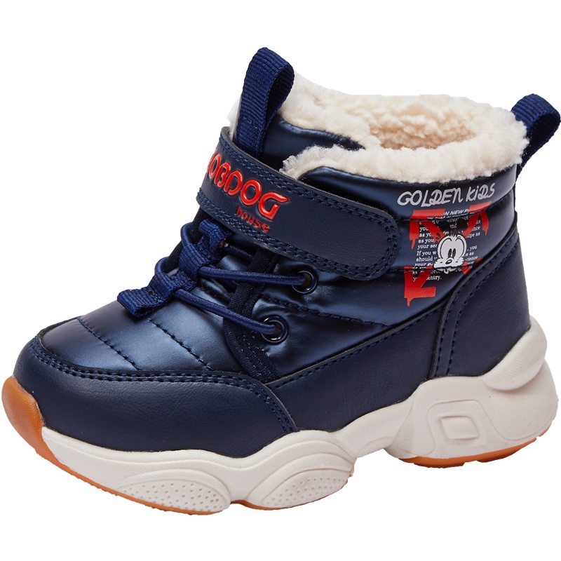 巴布豆house童鞋2019冬款儿童雪地靴男童宝宝加绒大棉鞋女童鞋子