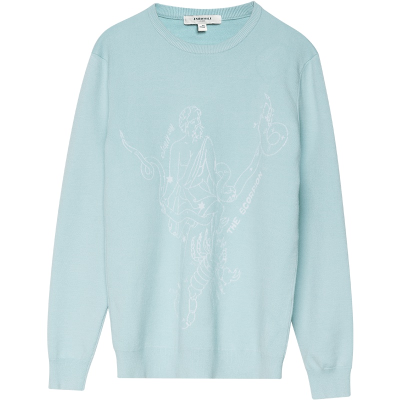 马克华菲男装春新款修身印花圆领毛衣男式针织衫