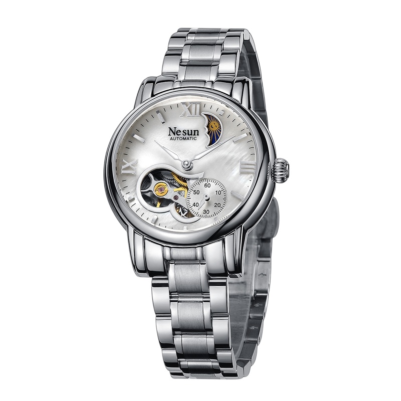 NESUN 尼尚 全自动机械女表镂空飞轮贝母表盘女式时装手表LS9061