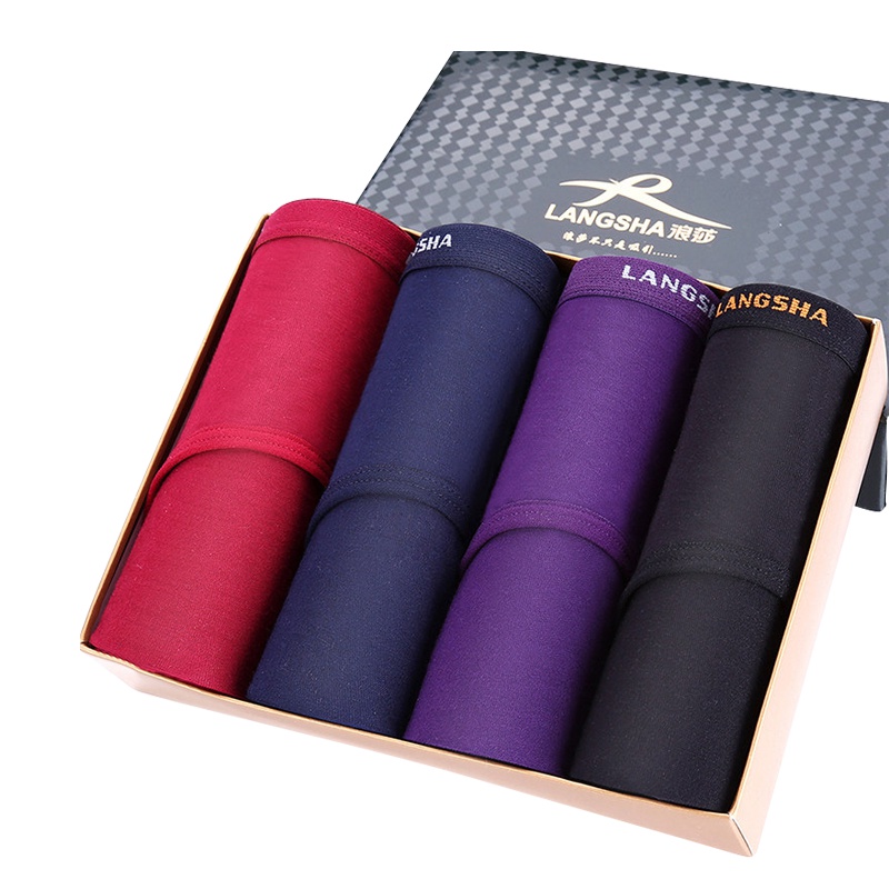 浪莎男士内裤 U凸性感三角裤舒适 短裤裤衩竹纤维 纯色4条