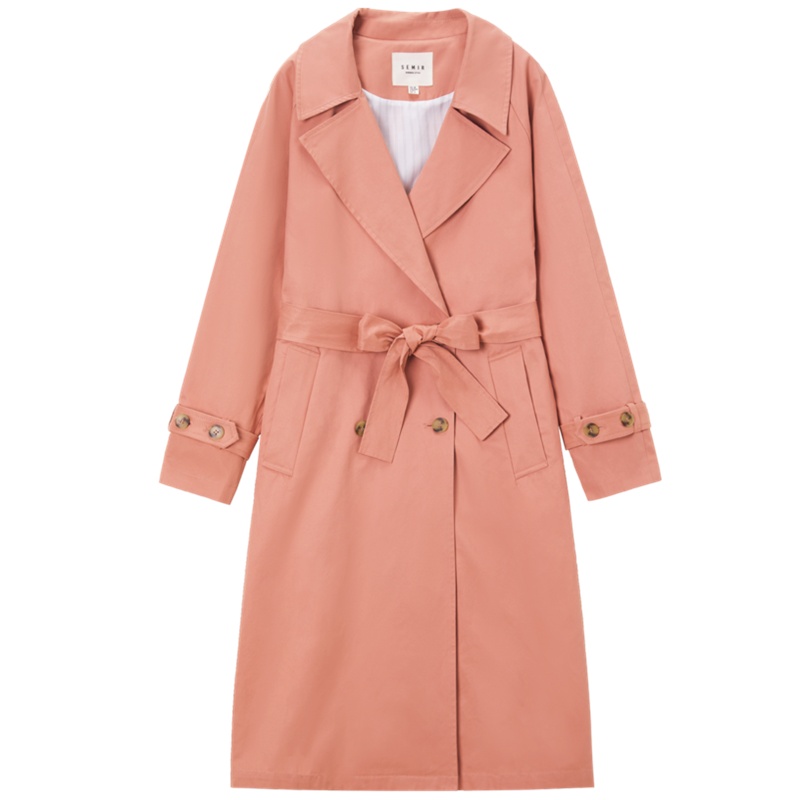 【满198减100预估价：159】森马风衣女中长款甜美可爱蝴蝶结外套2021年新款宽松显瘦春装上衣