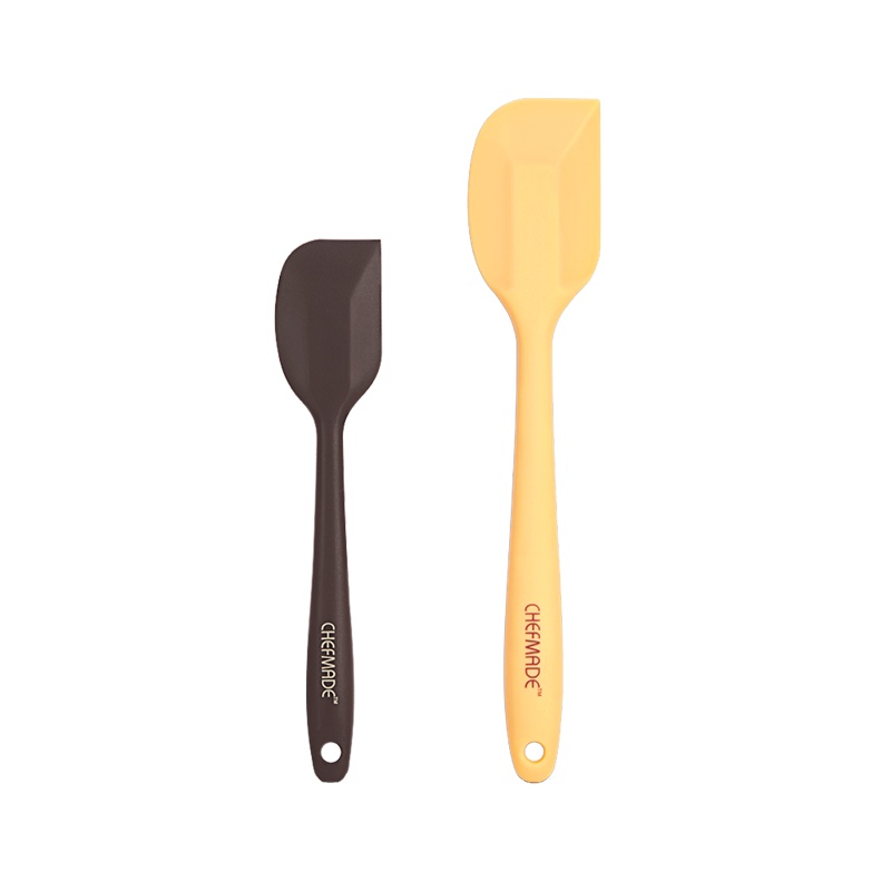 学厨 一体式硅胶刮刀2件套 蛋糕黄油抹刀 黄油蛋清奶油搅拌刀 耐高温加厚铲刀 烘培工具 一大一小套装 WK9154