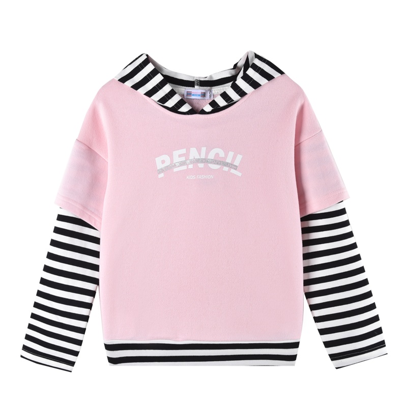 [2折价:29元]铅笔俱乐部童装女童卫衣连帽拼接假两件中大童儿童长袖t恤春秋装