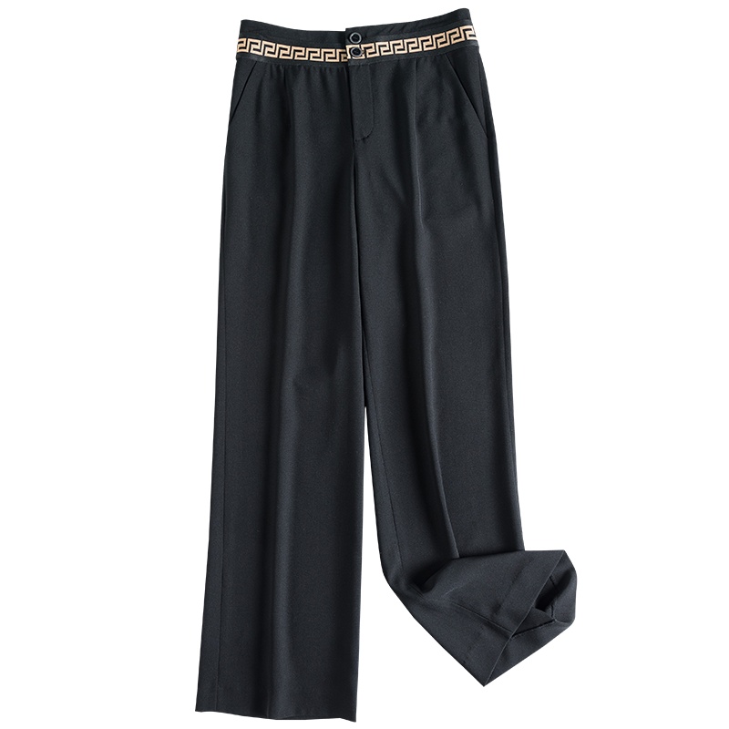 蓝旗 春季新款女士高腰阔腿裤轻薄宽松显瘦垂感休闲拖地直筒裤