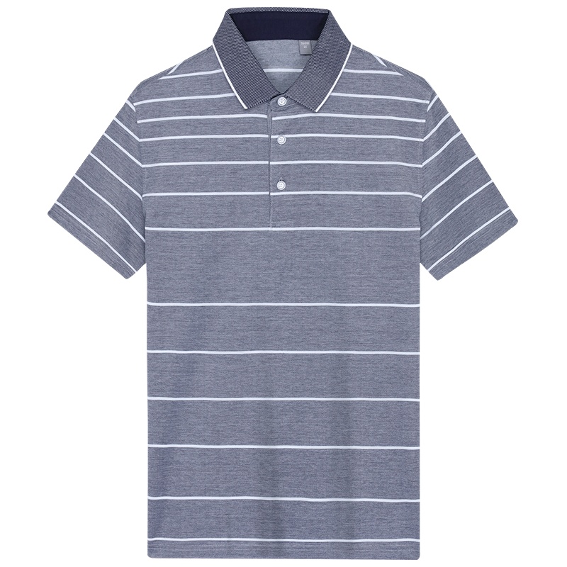 HODO红豆男装男士夏季短袖POLO衫条纹丝光棉柔爽丝滑舒适亲肤微弹休闲简约短袖T恤男