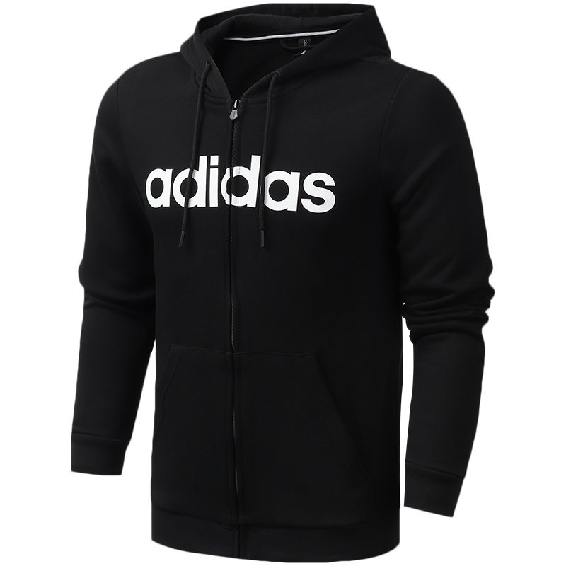 【自营】adidas阿迪达斯NEO男装logo款运动服休闲针织连帽外套上衣EI4736