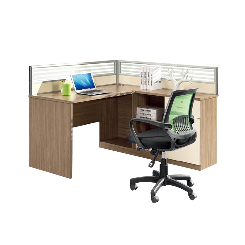 匡大 办公桌1.4米屏风桌L型单人屏风位职员桌带右副柜