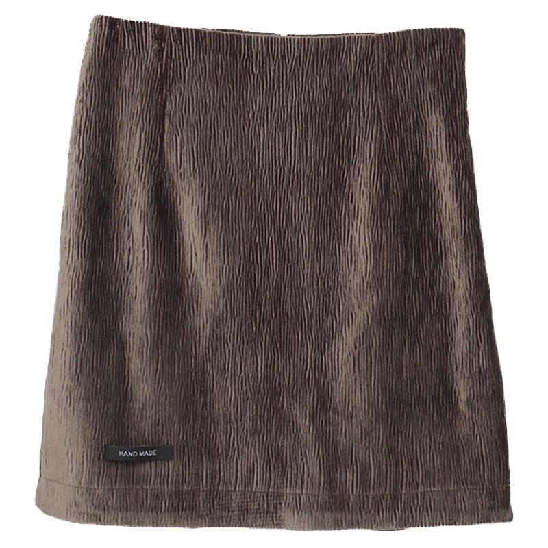 ENJOY'ME女装2019冬季新品高腰A字纹理感丝绒短半裙