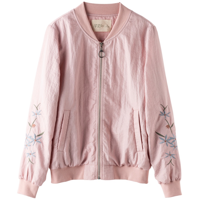 芊艺韩版长袖短外套女棒球服秋装2019新款显瘦刺绣休闲夹克10794
