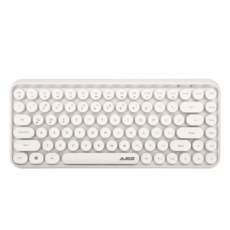 黑爵(AJAZZ)308i 键盘 无线蓝牙键盘 办公键盘 女性圆形朋克84键 安卓苹果iPad笔记本电脑键盘 象牙白