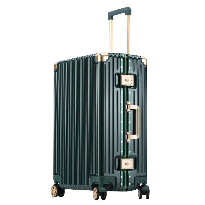 铝框pc行李箱男女万向轮皮箱拉杆箱行箱登机箱TSA海关锁26寸白色