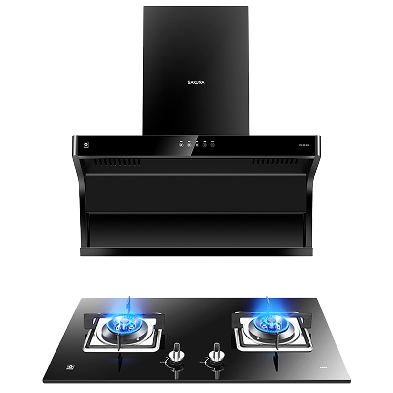 樱花(SAKURA)烟灶套餐 20立方潜吸7字机侧吸抽油烟机 4.5火力煤气燃气灶具 烟灶厨电套装QA01+BGC1T