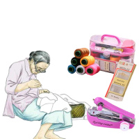 迷你缝纫机 家用大号针线盒套装 便携针线包