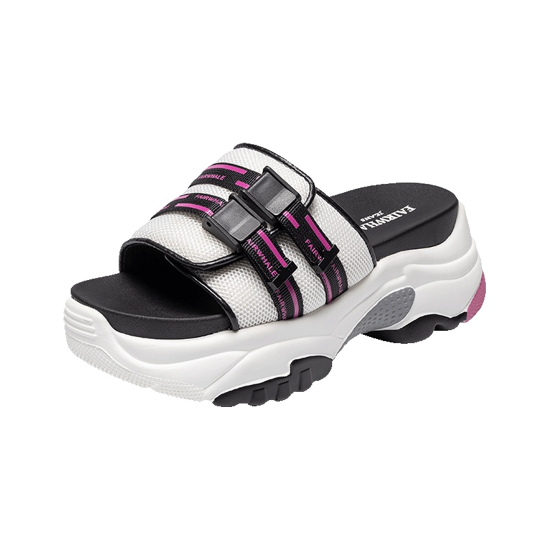 马克华菲女鞋凉拖女2020新款拖鞋女时尚松糕底厚底运动风拖鞋女外穿ins潮鞋