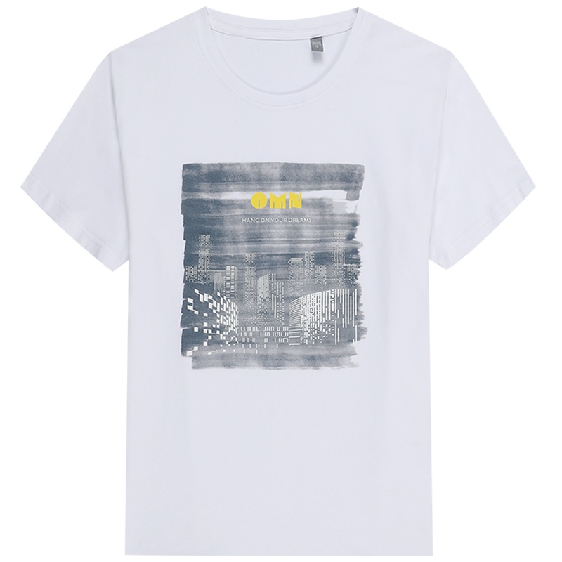 HODO红豆男装男士夏季短袖T恤圆领印花休闲舒适柔软透气百搭短袖T恤男