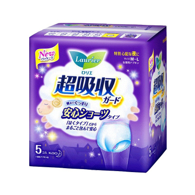 [棉柔卫生巾]花王旗下 乐而雅 夜用棉柔内裤式卫生巾 安心裤 M-L号 5片 裤型