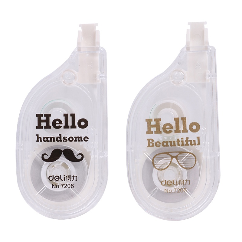 得力修正带7206大容量改正带可爱女修改带简约韩国初中生改字带实惠装修真带创意学生用多功能涂改带