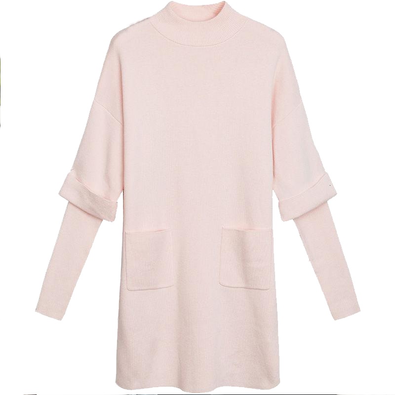 拉夏贝尔秋季女装新款韩版休闲长袖宽松显瘦针织连衣裙女10012968