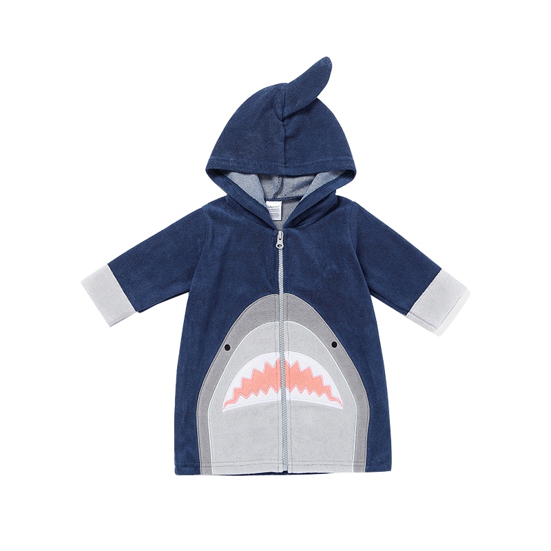 BabyAspen鲨鱼婴儿拉链外套新生儿宝宝连帽纯棉连体儿童上衣0-9月
