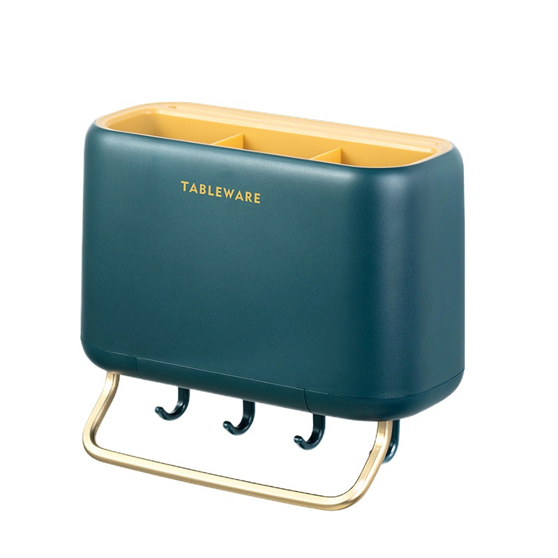 双枪筷子笼壁挂式家用免打孔置物架厨房沥水筷笼刀架一体收纳盒储物盒