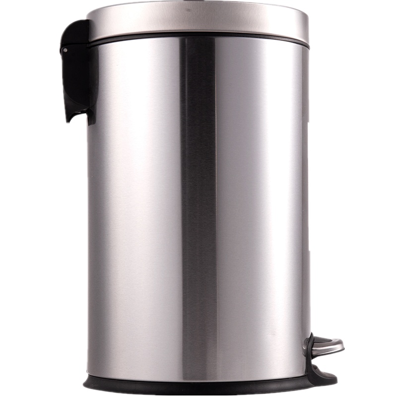 得力deli 18829脚踏式 410不锈钢垃圾桶 12L大容量 内外桶分离 办公家用垃圾桶 智能垃圾桶