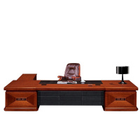[藏书阁][藏书阁]实木贴皮大班台简约现代主管桌油漆时尚老板桌总裁桌