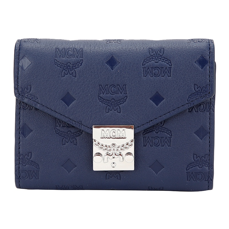 MCM 女士藏青色皮革短款礼盒装钱包钱夹 MYS9APA54VA001