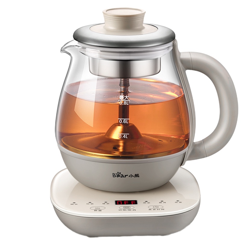 小熊(bear) 煮茶器 ZCQ-A08H2 养生壶煮茶器煮茶壶电水壶热水壶烧水壶电热水壶迷你玻璃花茶壶 白色 煮茶器