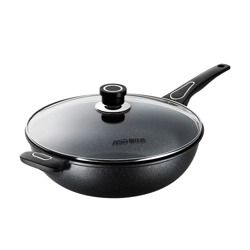 爱仕达(ASD)锅具炒锅 CL32S1WG 32CM麦饭石色不粘锅炒锅家用炒菜锅平底电磁炉明火通用锅 送锅铲