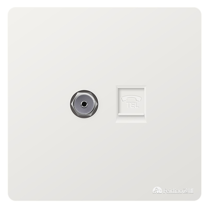 飞雕开关插座面板 雅佳白 电视电话插