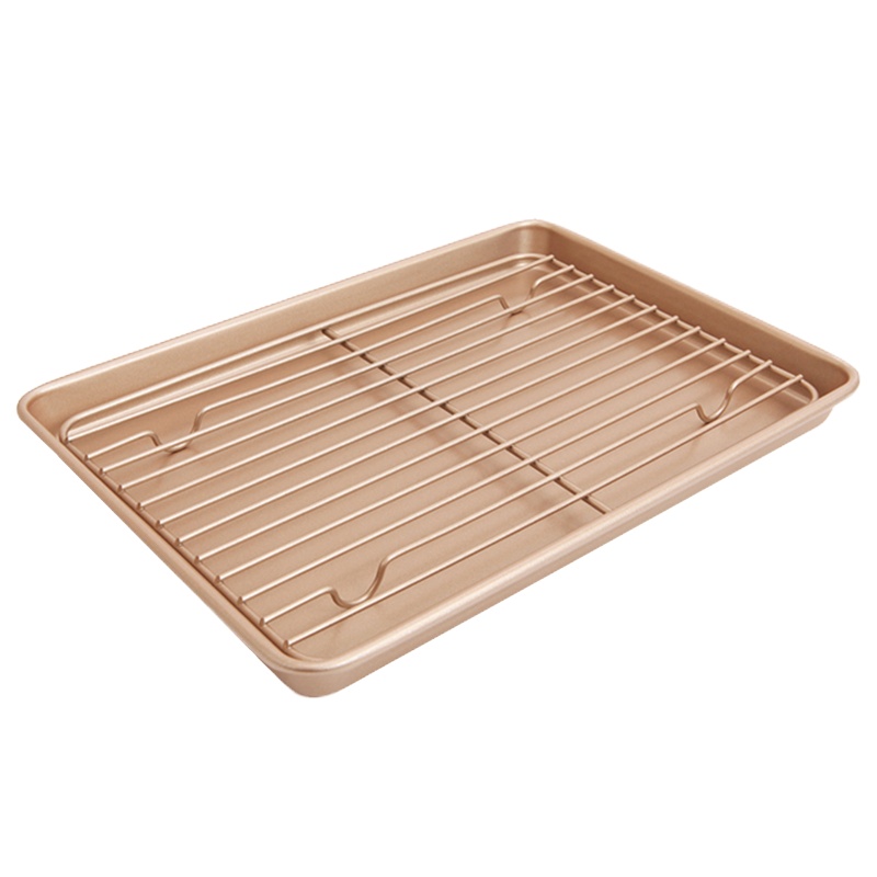 学厨 厨房工具 烘焙工具 月饼烤盘饼干烤鸡盘13英寸浅烤盘烤架烤网套装组合 WK9267