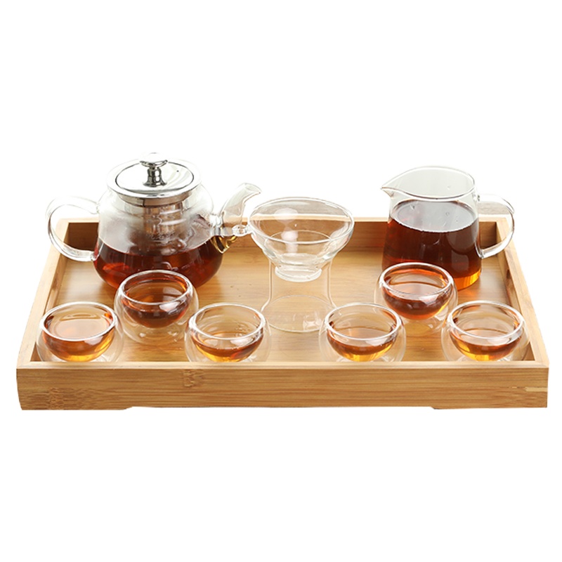 唐宏坊 耐热玻璃茶具套装家用带过滤功夫茶具耐高温透明加厚玻璃花茶壶公道杯茶杯泡茶组合办公室品茶杯子套装