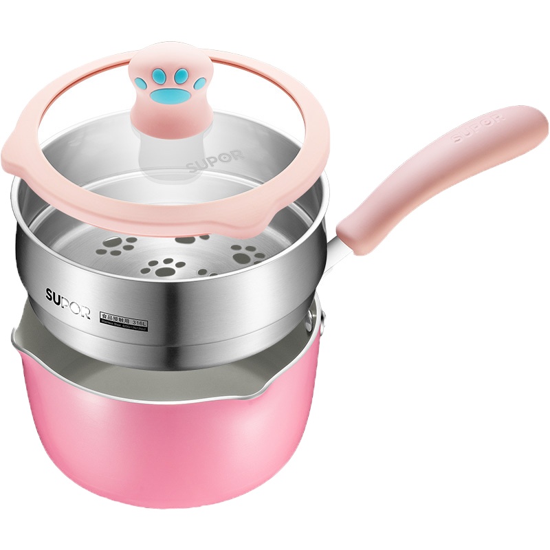 苏泊尔 小馋猫套装礼品锅 煮粥简单多功能家用儿童套锅[萌动粉][TP1931Q-R][DS]